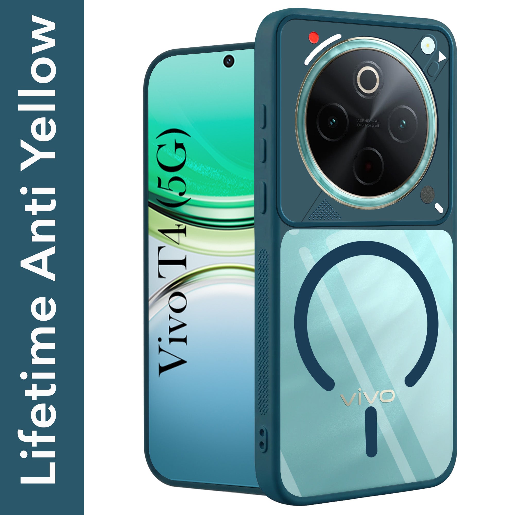 For Vivo T4 Back Cover Case Lifetime Anti-Yellow Clear (Camera Protection | Side Grip | Wireless MagSafe Compatible)
