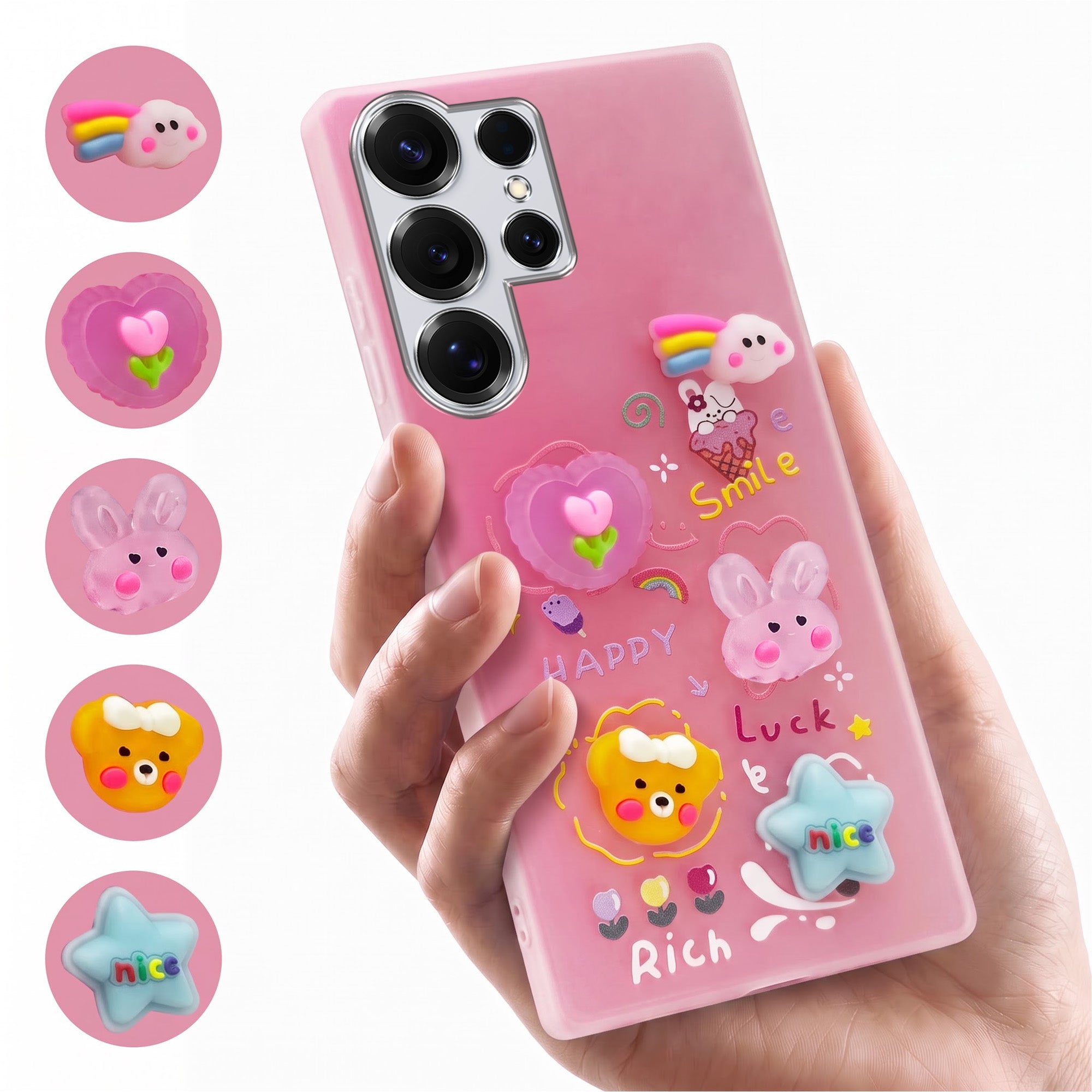 For Samsung Galaxy S25 Ultra Back Cover Case (3D Cute Cartoons | Hard Back Side Soft | Matte Premium Finish | HD Printing)