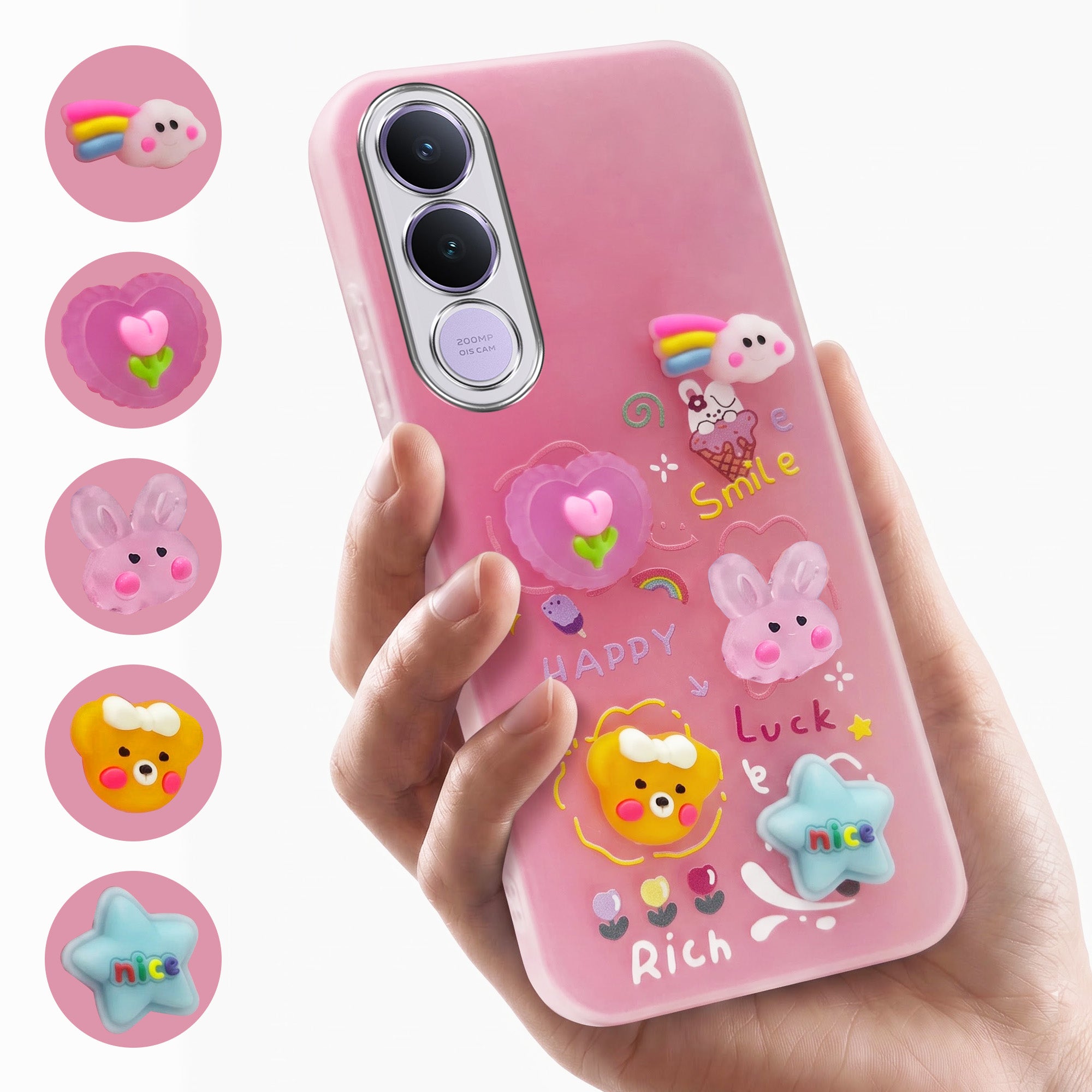 For Vivo V70 FE 5G Back Cover Case (3D Cute Cartoons | Hard Back Side Soft | Matte Premium Finish | HD Printing)
