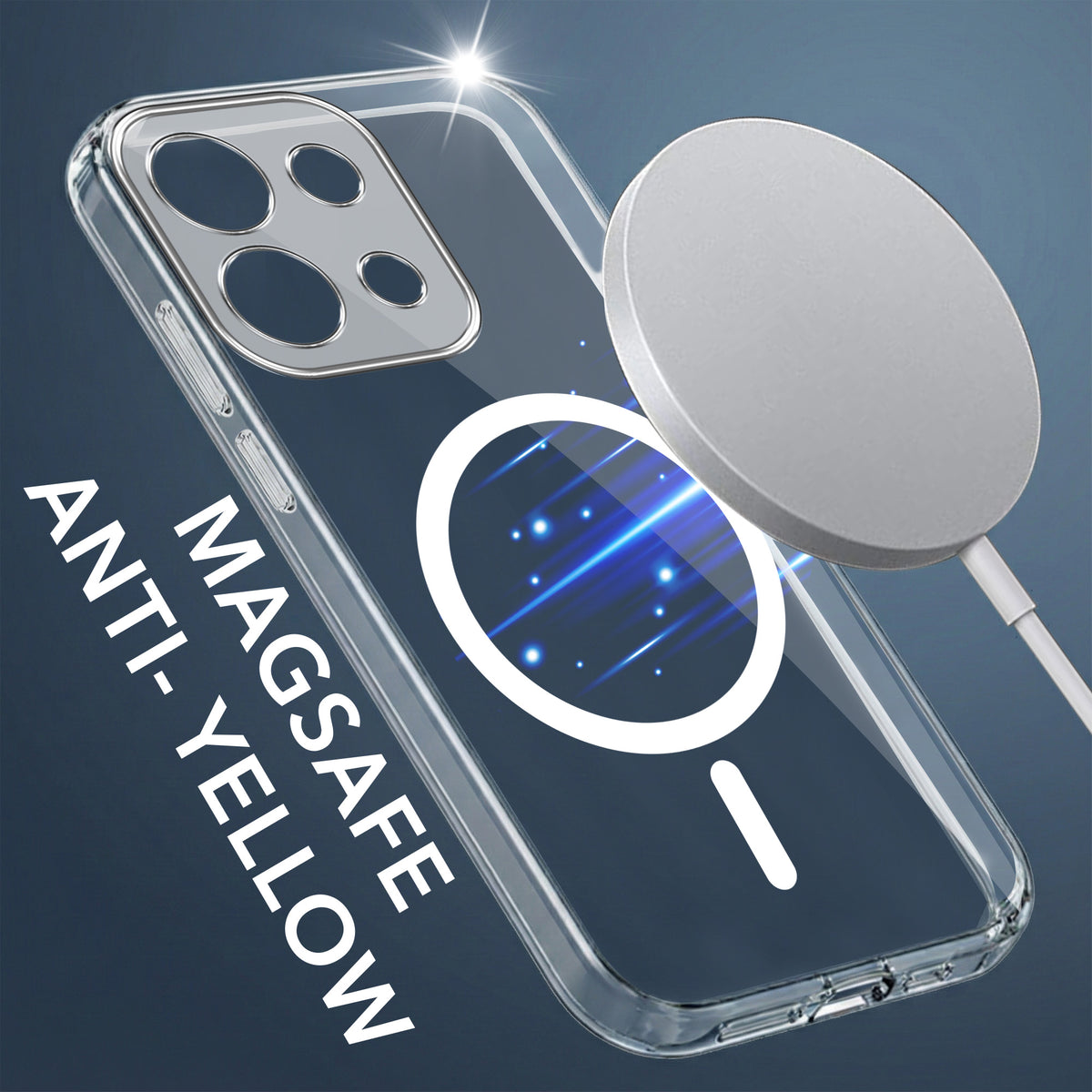 For Oppo Reno 16C 5G Back Cover Case Lifetime Anti-Yellow MagSafe Compatible Clear (Sleek Hard Crystal | Shockproof and Camera Protection)