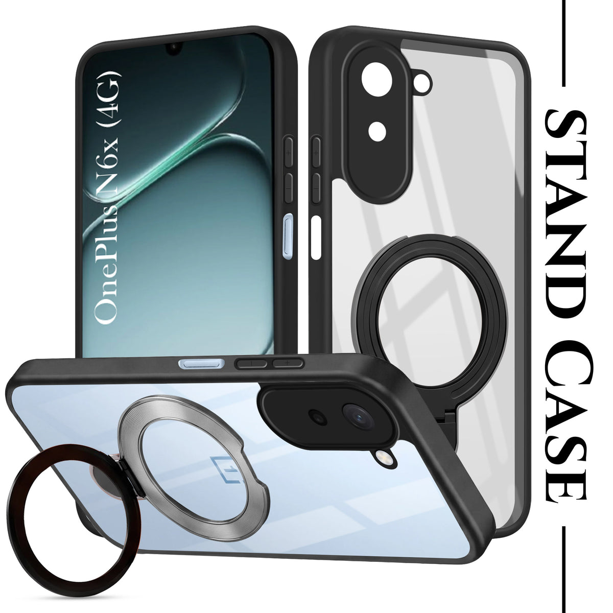 For OnePlus N6X Back Cover Case (Kick Stand Ring Holder | Life time Anti Yellow | Camera Protection)