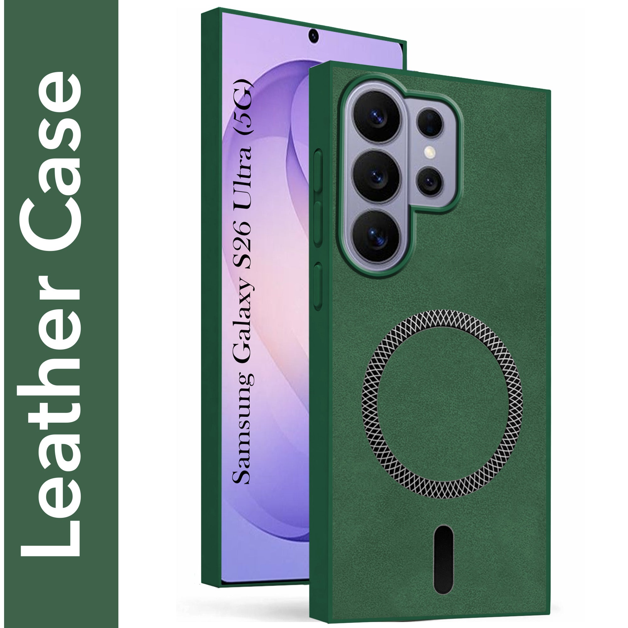 For Samsung Galaxy S26 Ultra Back Cover Case Leather Finish (MagSafe Compatible Wireless Charging | Soft Touch | Camera Bump Protection)