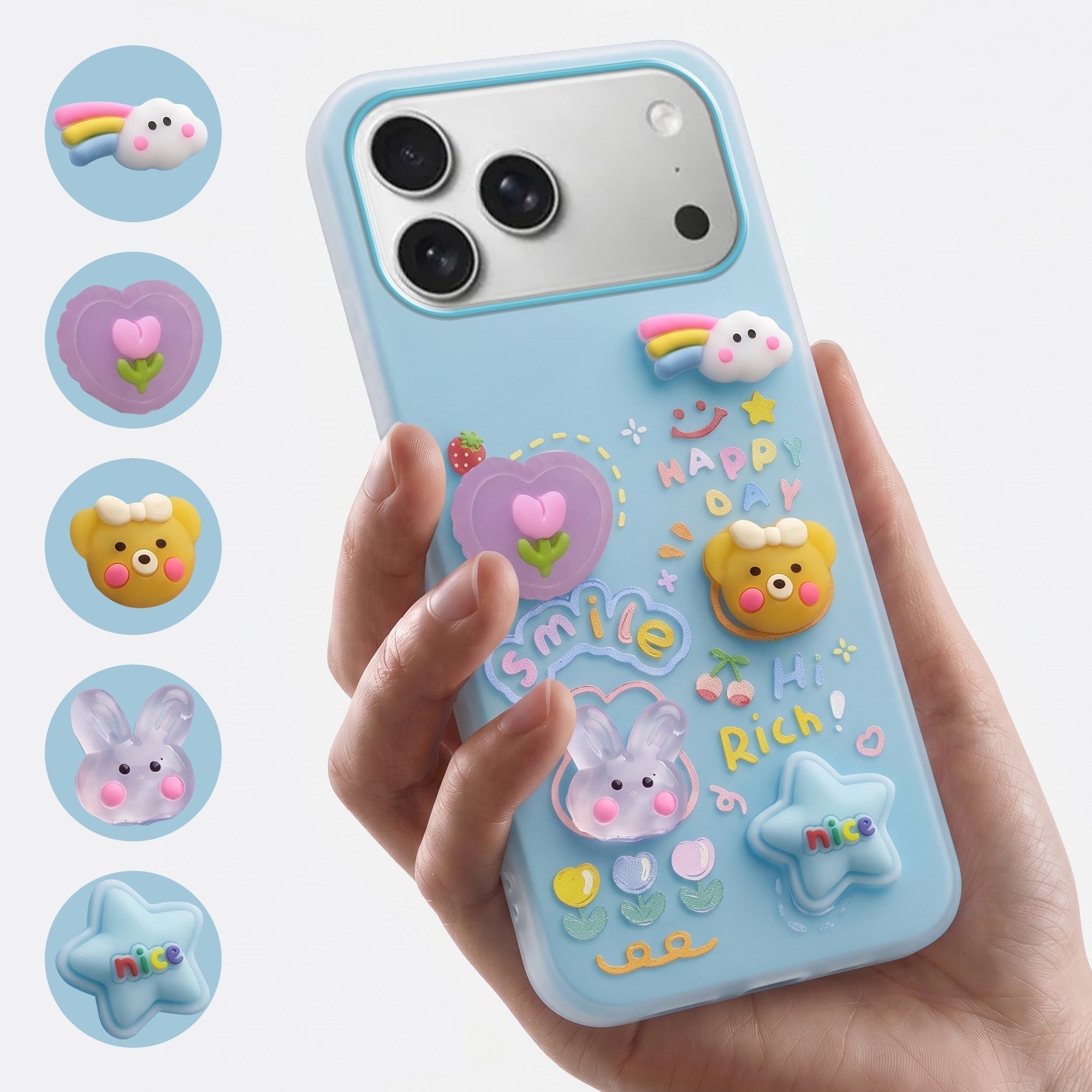 For Apple iPhone 17 Pro Back Cover Case (3D Cute Cartoons | Hard Back Side Soft | Matte Premium Finish | HD Printing)