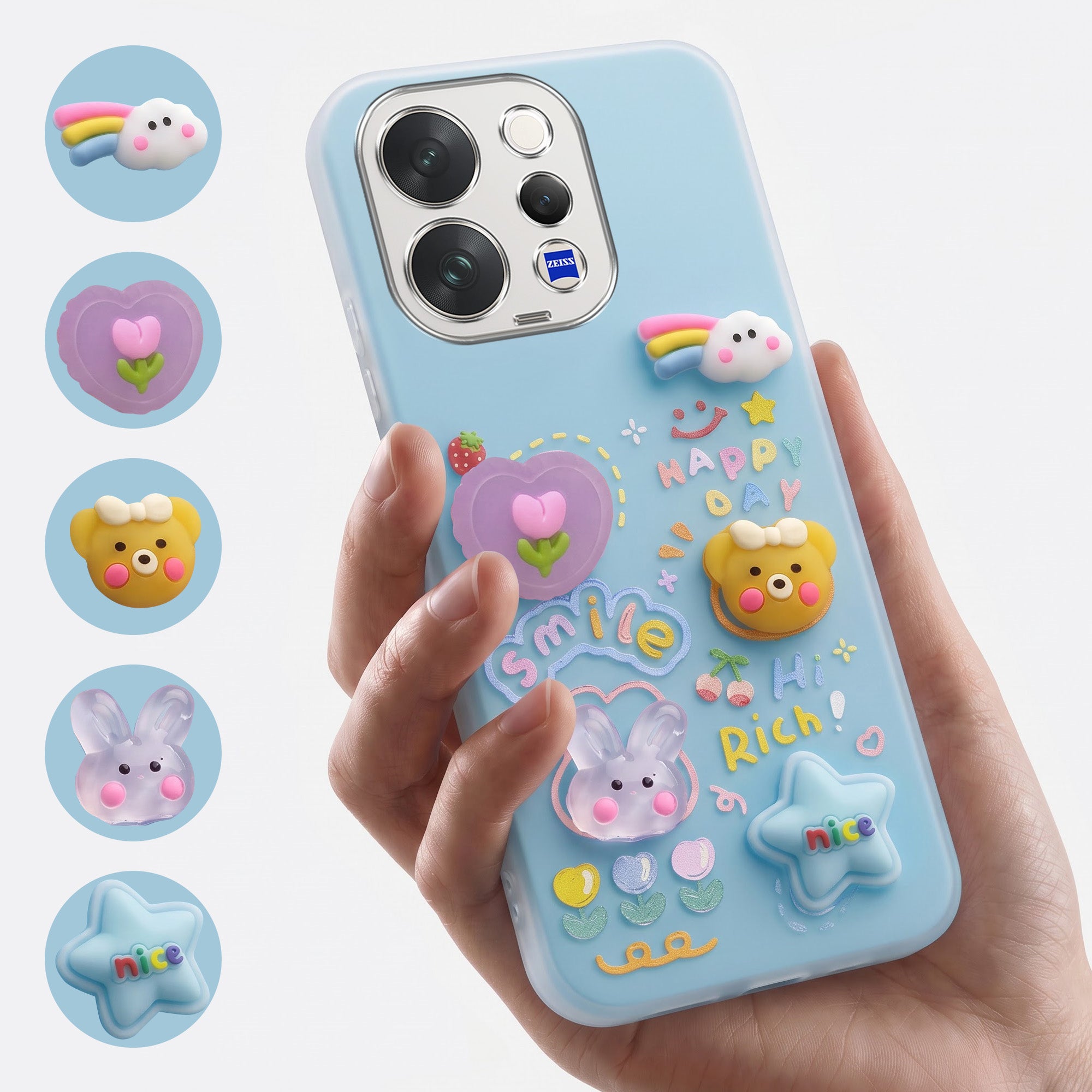For Vivo V70 | Vivo V70 Elite 5G Back Cover Case (3D Cute Cartoons | Hard Back Side Soft | Matte Premium Finish | HD Printing)