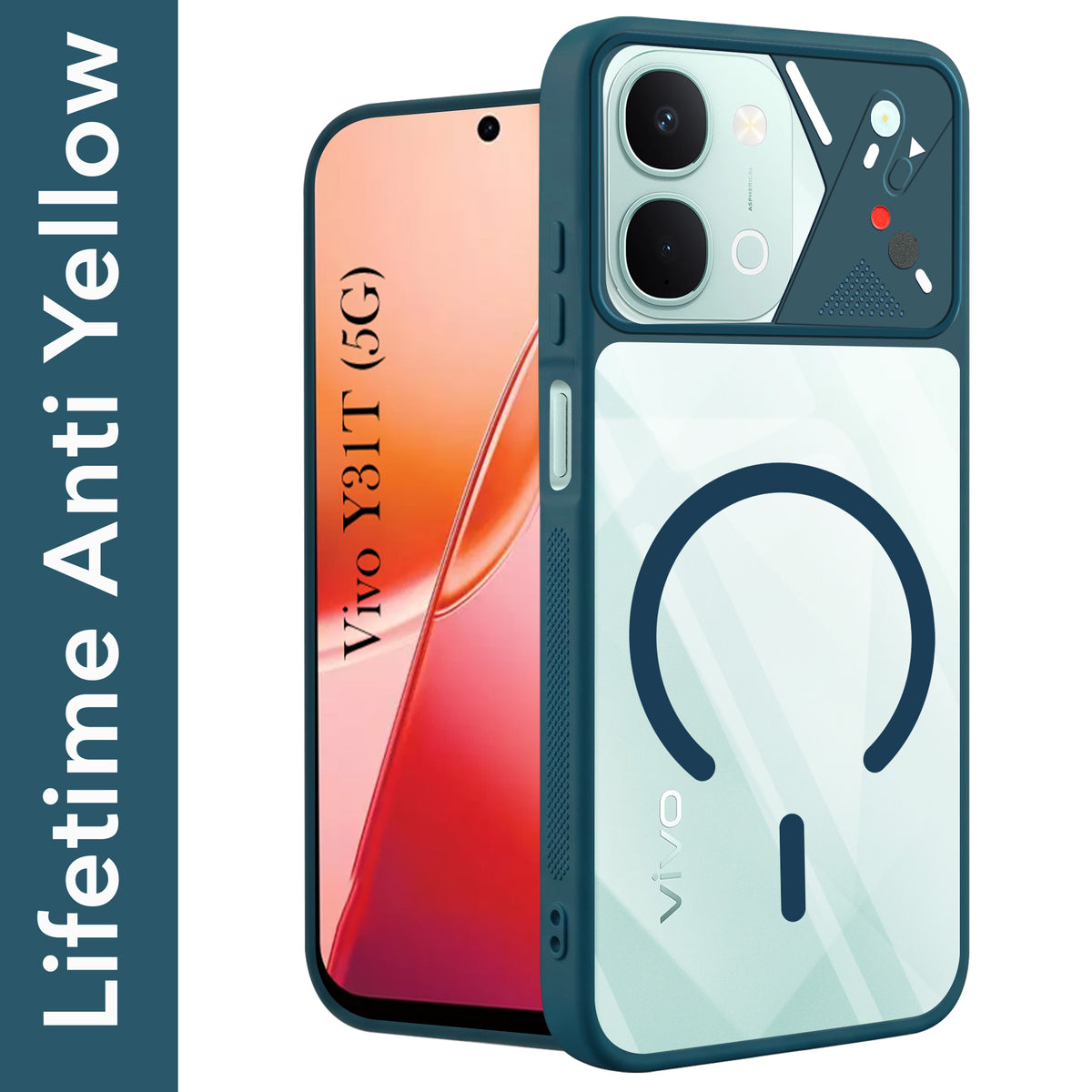 For Vivo Y31T 5G Back Cover Case Lifetime Anti-Yellow Clear (Camera Protection | Side Grip | Wireless MagSafe Compatible)