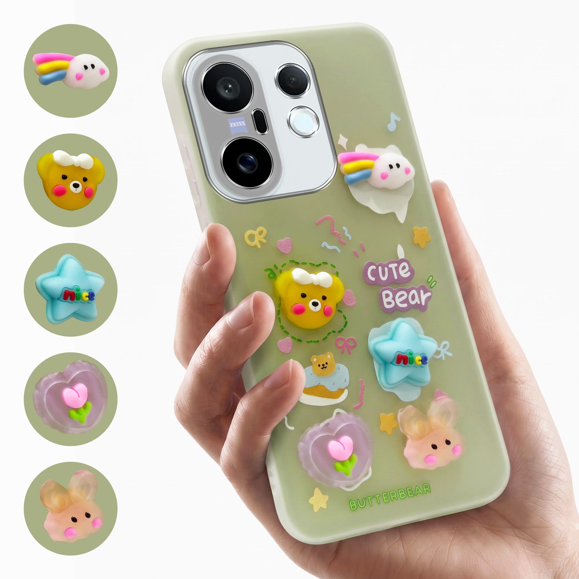 For Vivo X200 FE Back Cover Case (3D Cute Cartoons | Hard Back Side Soft | Matte Premium Finish | HD Printing)