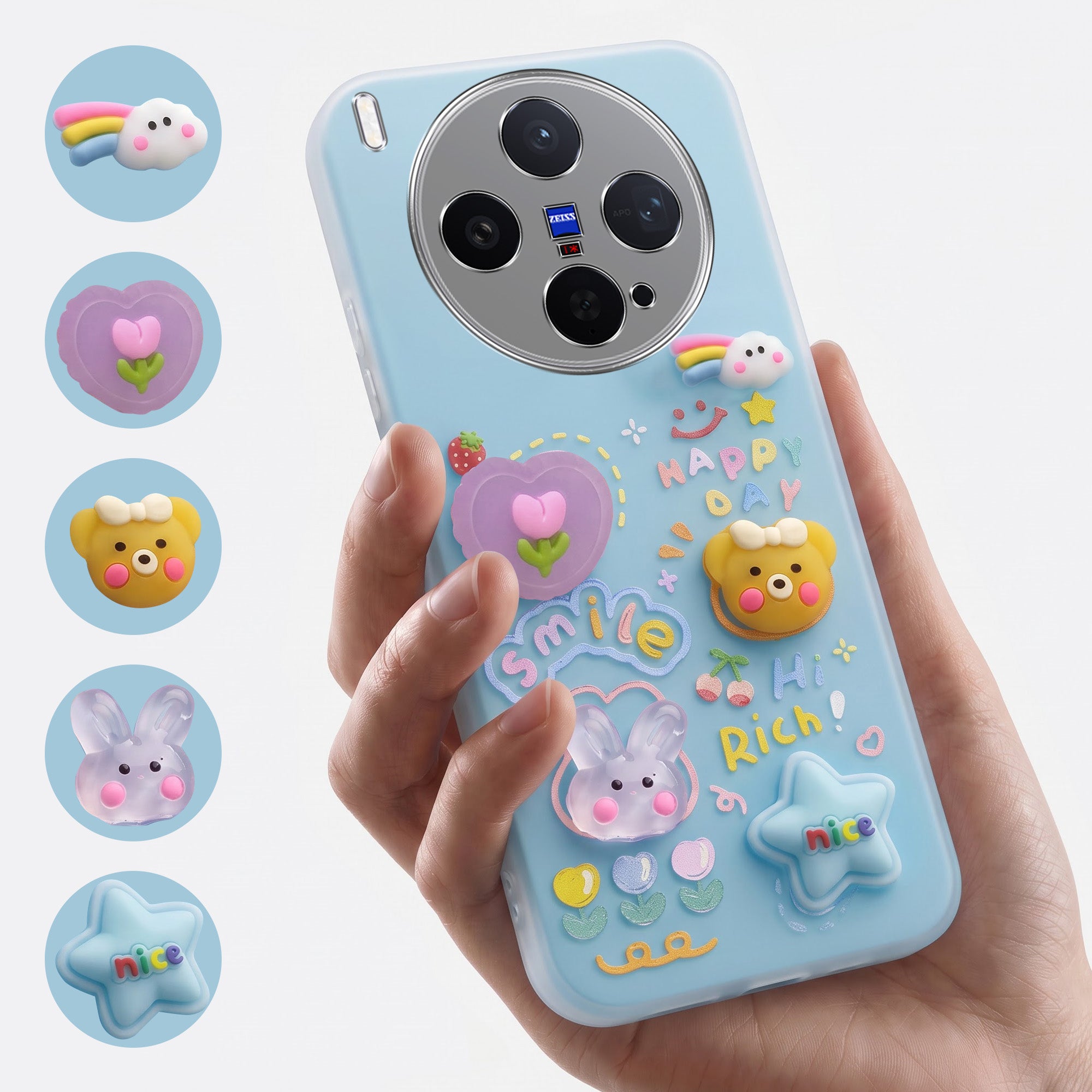 For Vivo X300 5G Back Cover Case (3D Cute Cartoons | Hard Back Side Soft | Matte Premium Finish | HD Printing)