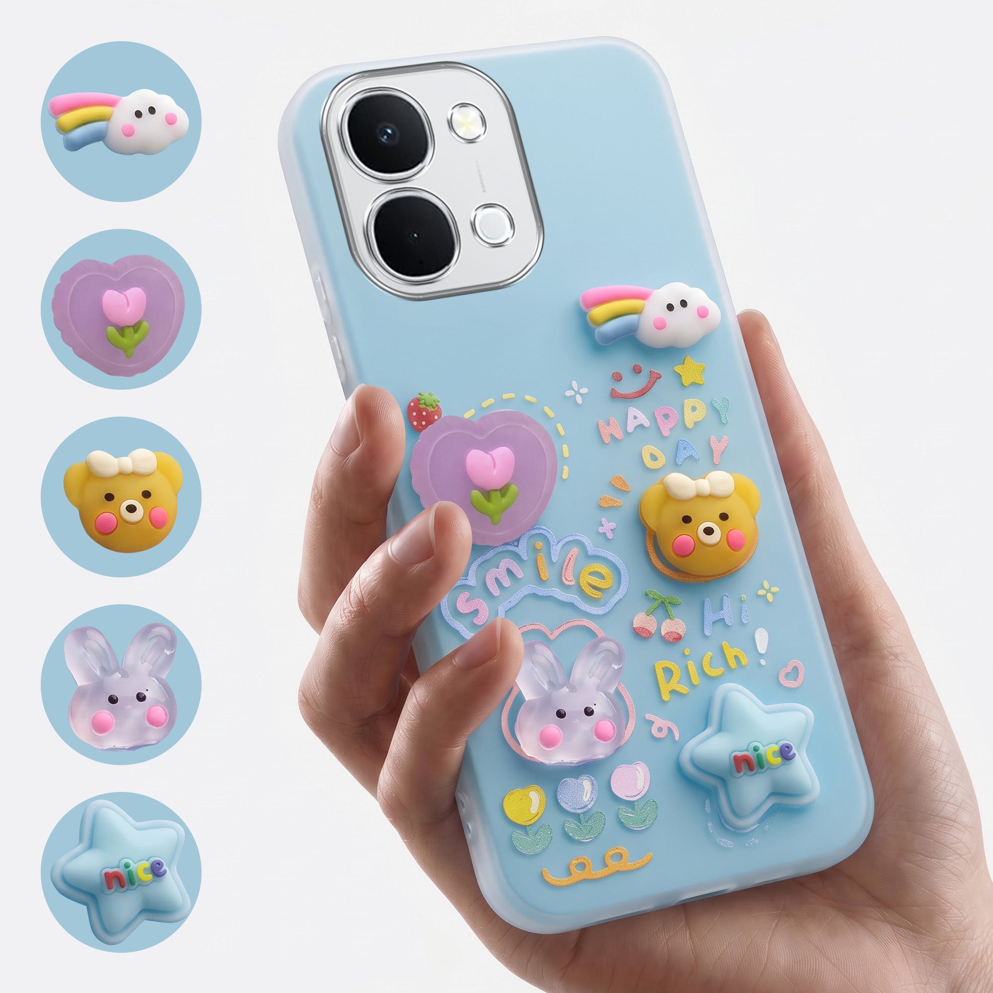 For Vivo Y51 Pro 5G | Vivo T5x Back Cover Case (3D Cute Cartoons | Hard Back Side Soft | Matte Premium Finish | HD Printing)
