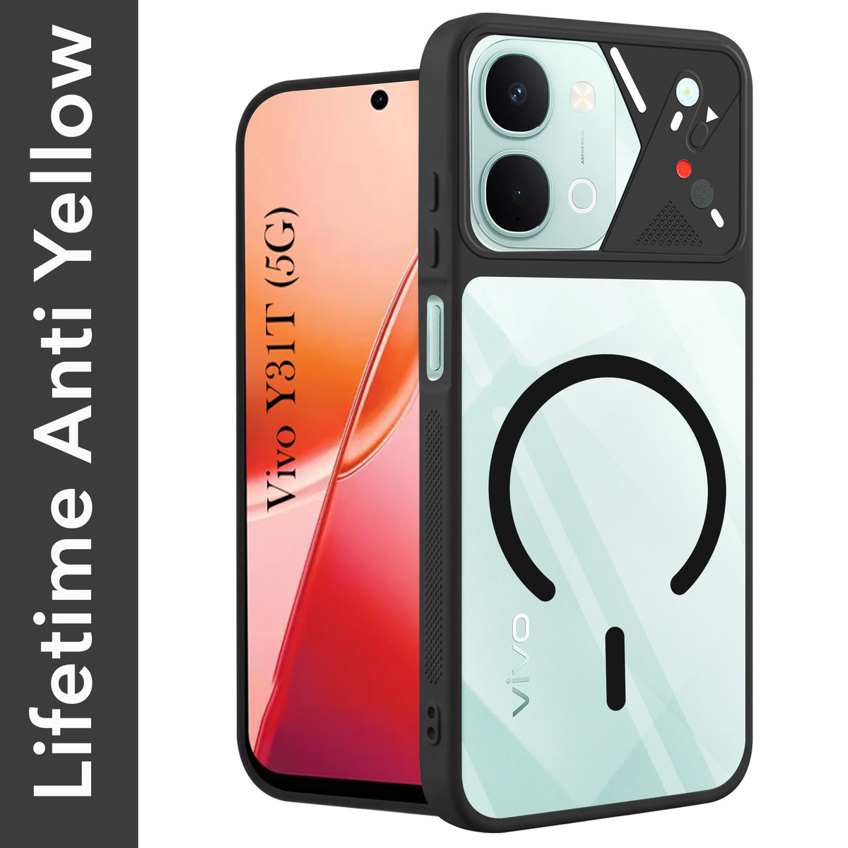 For Vivo Y31T 5G Back Cover Case Lifetime Anti-Yellow Clear (Camera Protection | Side Grip | Wireless MagSafe Compatible)