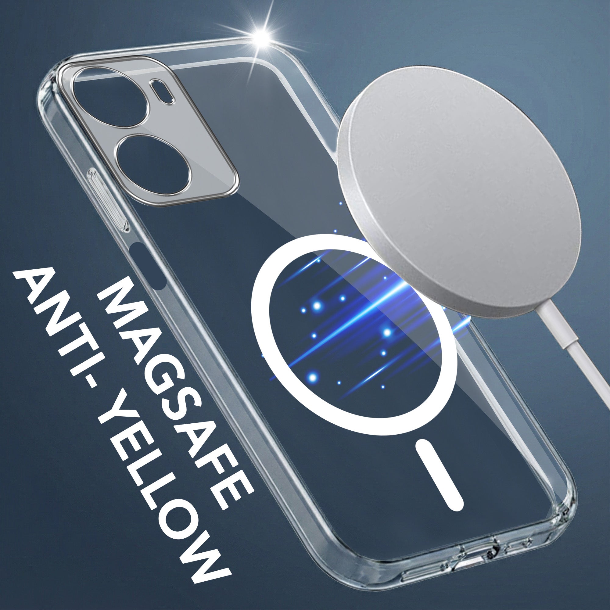 For Redmi 15A 5G Power Back Cover Case Lifetime Anti-Yellow MagSafe Compatible Clear (Sleek Hard Crystal | Shockproof and Camera Protection)