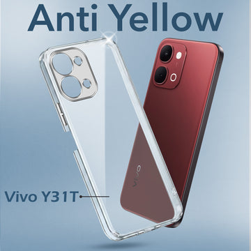 For Vivo Y31T 5G Back Cover Case Lifetime Anti-Yellow Clear (Sleek Hard Crystal | Shockproof and Camera Protection)