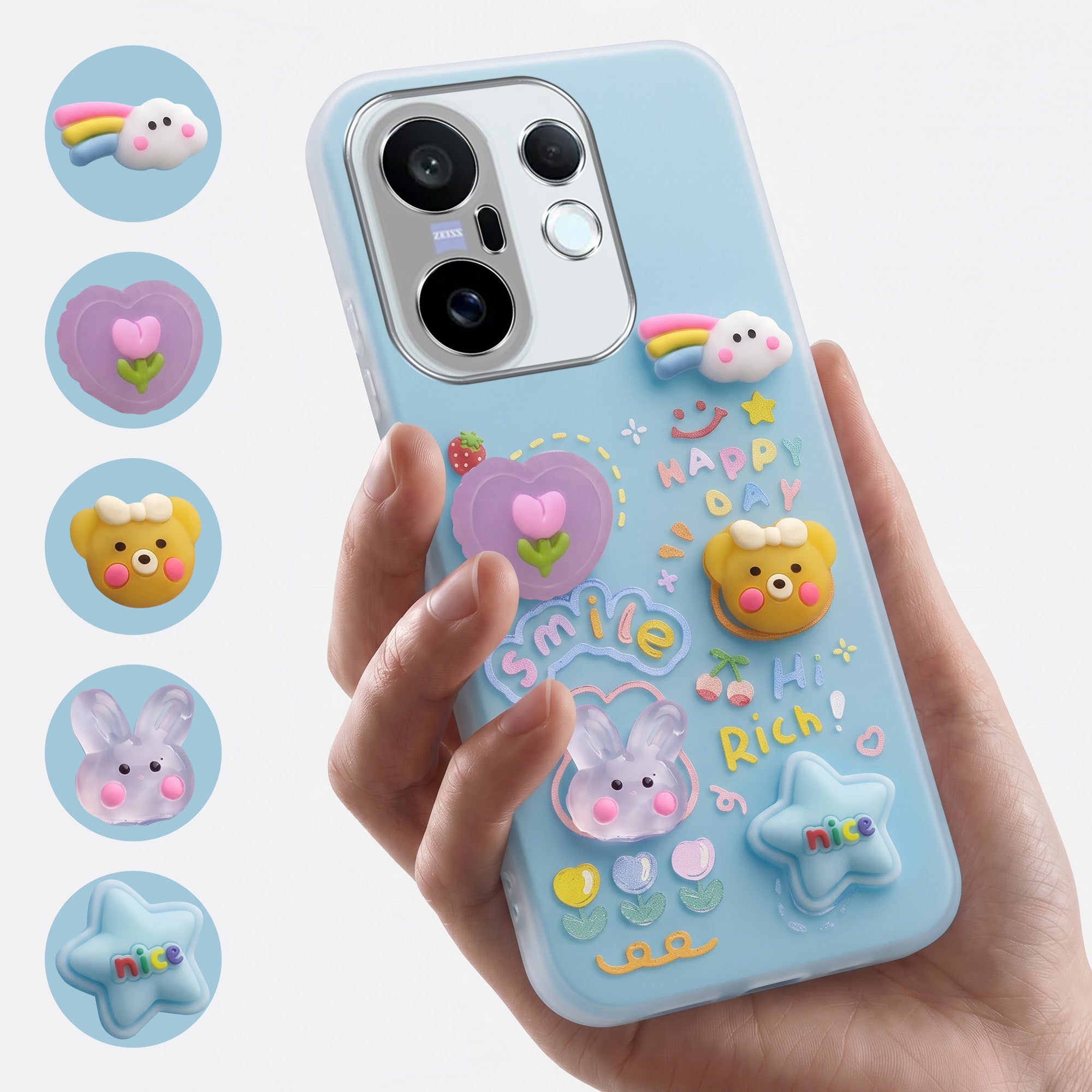 For Vivo X200 FE Back Cover Case (3D Cute Cartoons | Hard Back Side Soft | Matte Premium Finish | HD Printing)