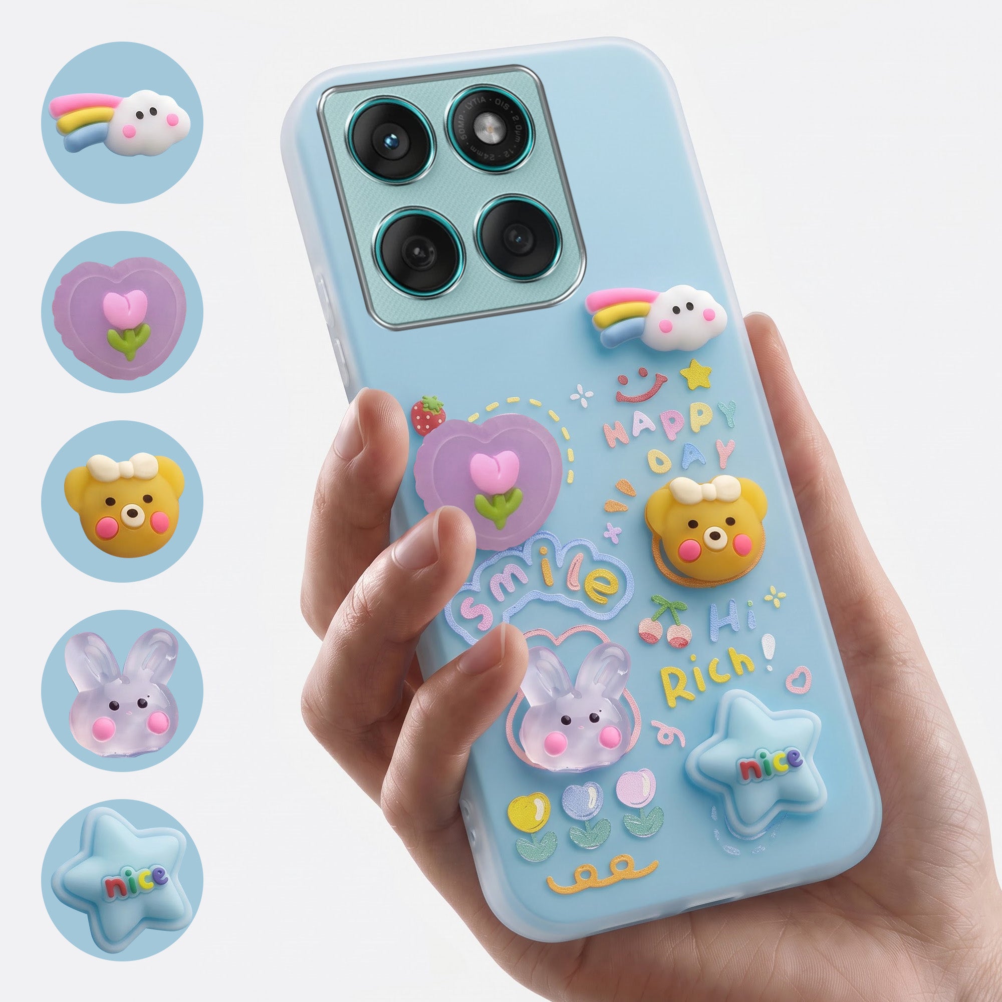For Motorola Moto Edge 60 Back Cover Case (3D Cute Cartoons | Hard Back Side Soft | Matte Premium Finish | HD Printing)