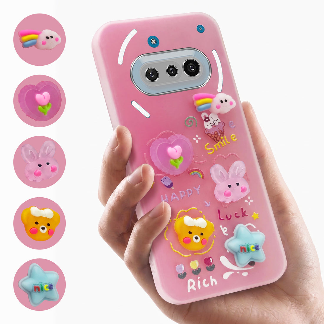 For Nothing Phone 3A 5G Back Cover Case (3D Cute Cartoons | Hard Back Side Soft | Matte Premium Finish | HD Printing)