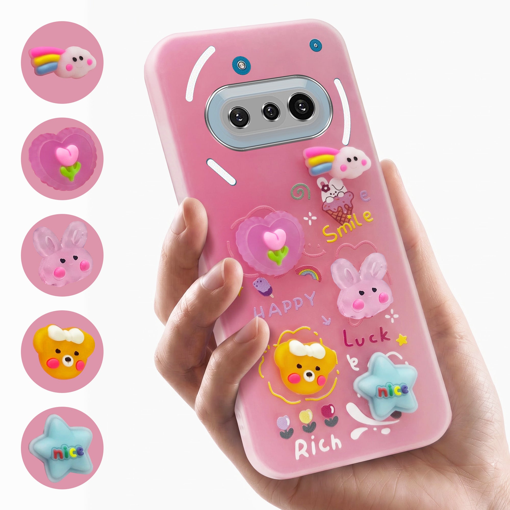 For Nothing Phone 3A 5G Back Cover Case (3D Cute Cartoons | Hard Back Side Soft | Matte Premium Finish | HD Printing)
