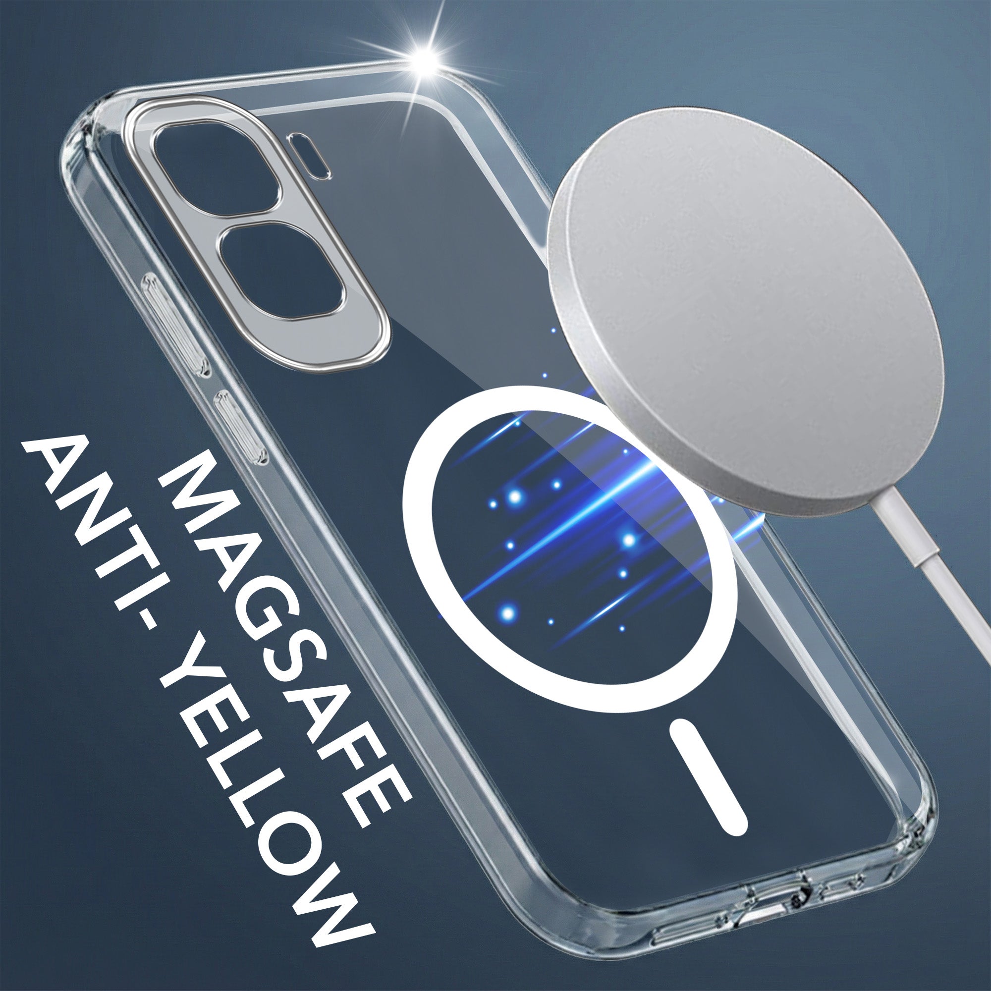 For Vivo T5 Pro 5G Power Back Cover Case Lifetime Anti-Yellow MagSafe Compatible Clear (Sleek Hard Crystal | Shockproof and Camera Protection)