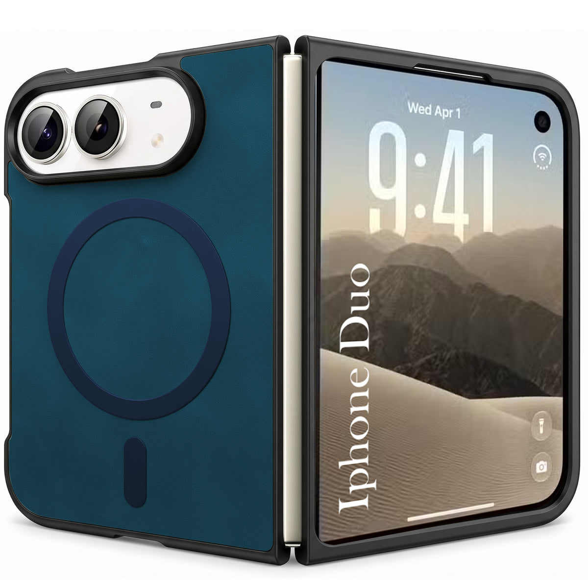 For Apple iPhone Duo Back Cover Case Leather Finish (MagSafe Wireless Charging Compatible | Inside Microfiber Cloth)