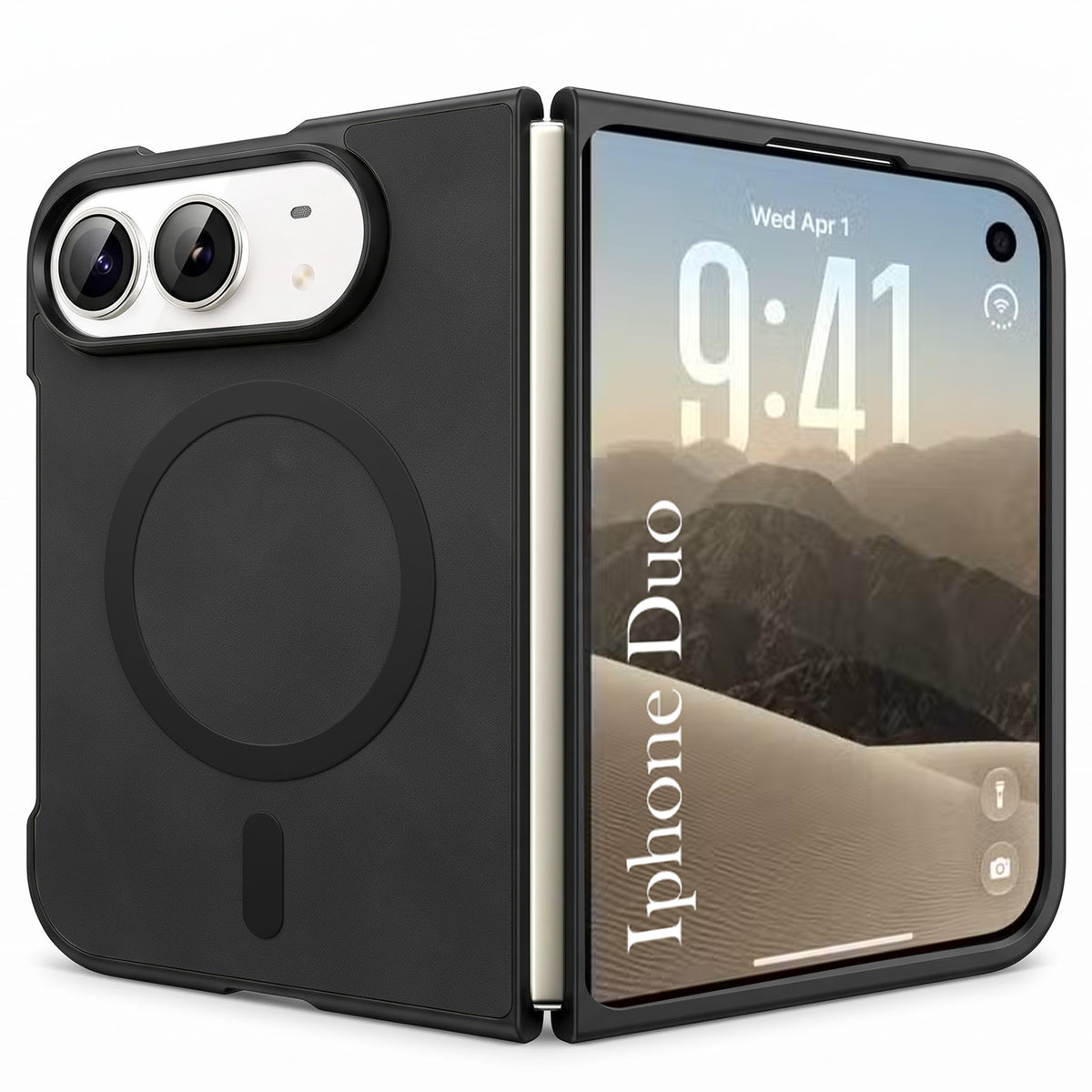 For Apple iPhone Duo Back Cover Case Leather Finish (MagSafe Wireless Charging Compatible | Inside Microfiber Cloth)