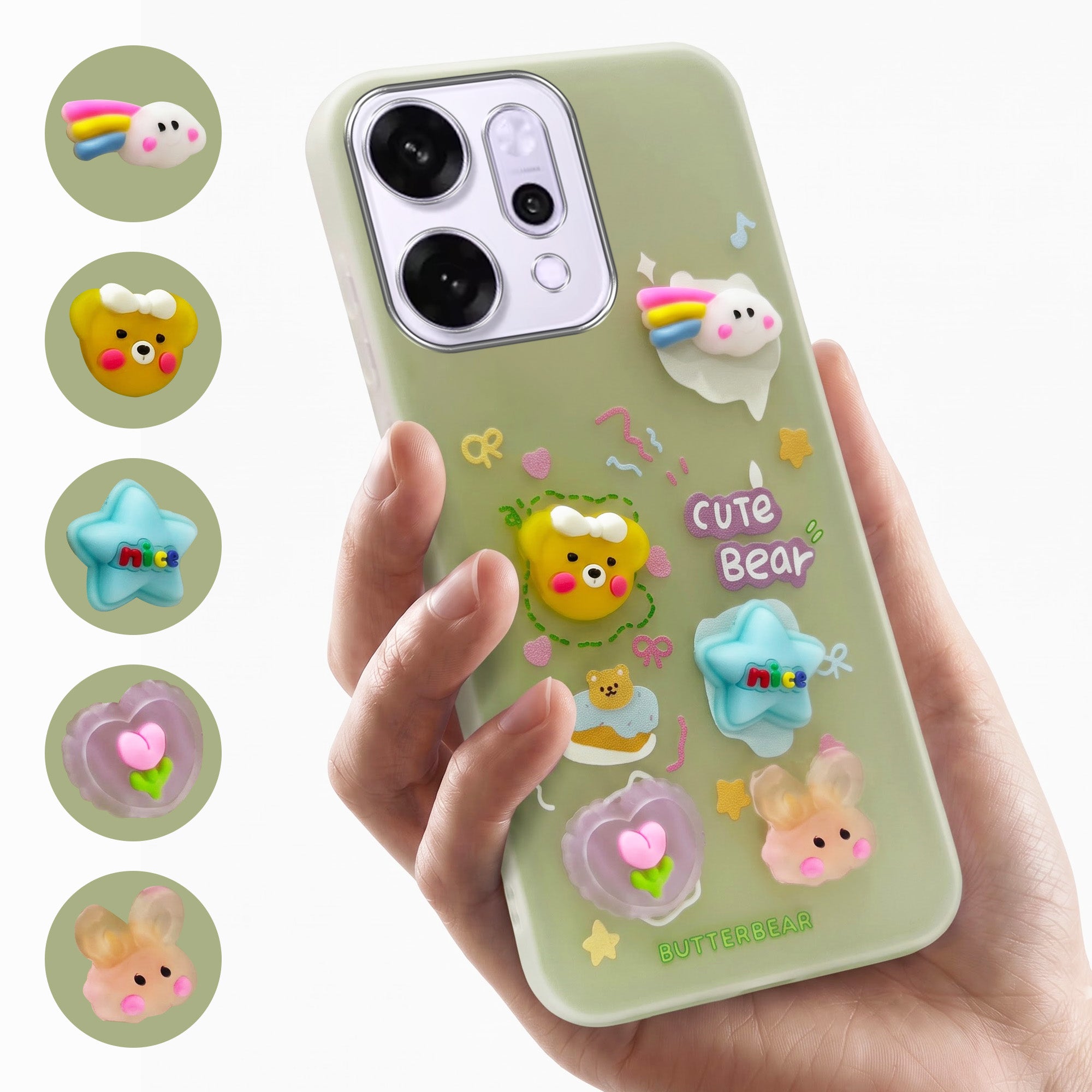 For Oppo Reno14 5G | Oppo Reno 14 5G Back Cover Case (3D Cute Cartoons | Hard Back Side Soft | Matte Premium Finish | HD Printing)