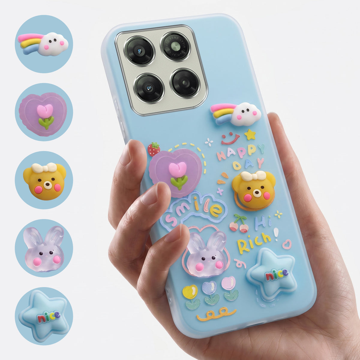 For Motorola Moto G77 Power Back Cover Case (3D Cute Cartoons | Hard Back Side Soft | Matte Premium Finish | HD Printing)