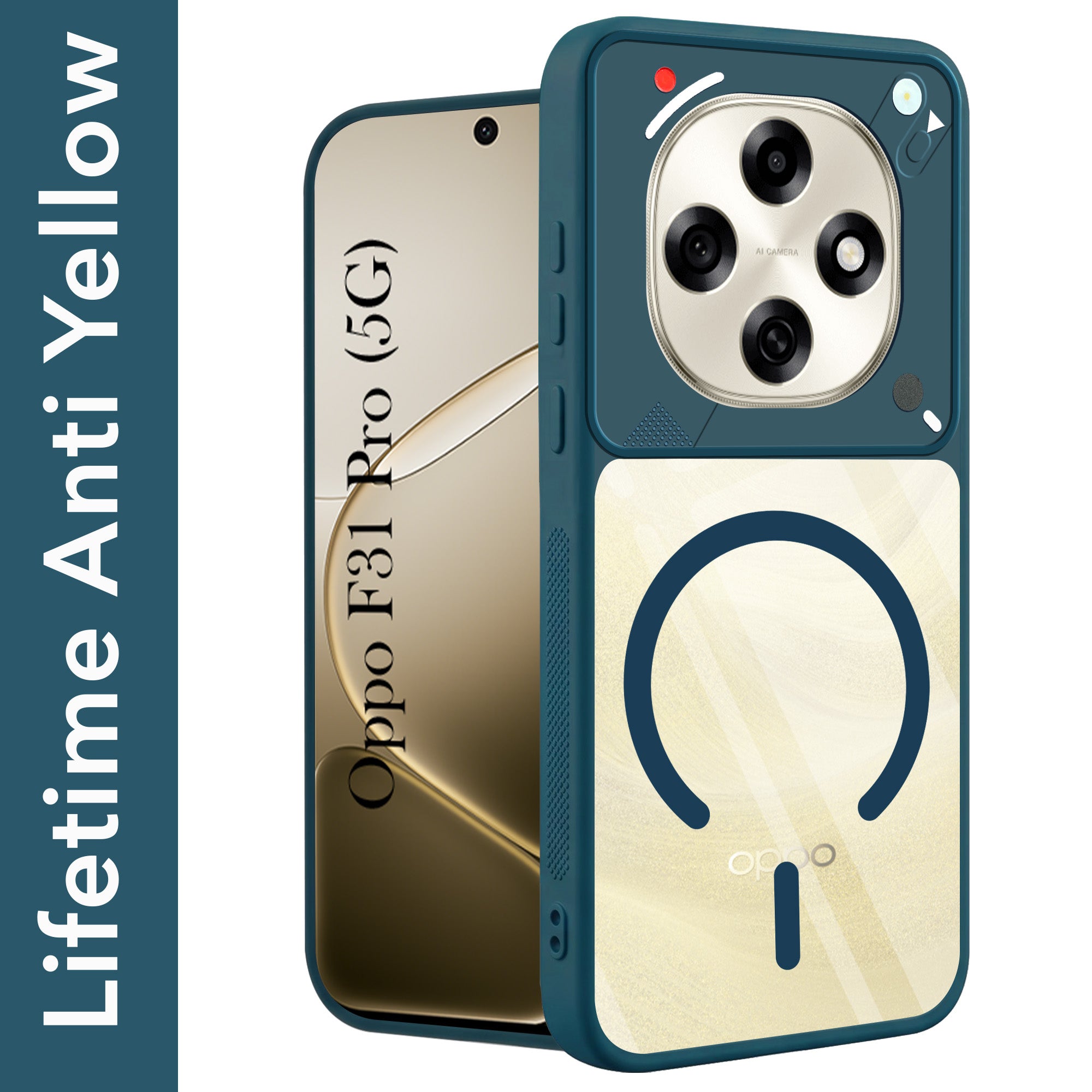 For Oppo F31 Pro Back Cover Case Lifetime Anti-Yellow Clear (Camera Protection | Side Grip | Wireless MagSafe Compatible)