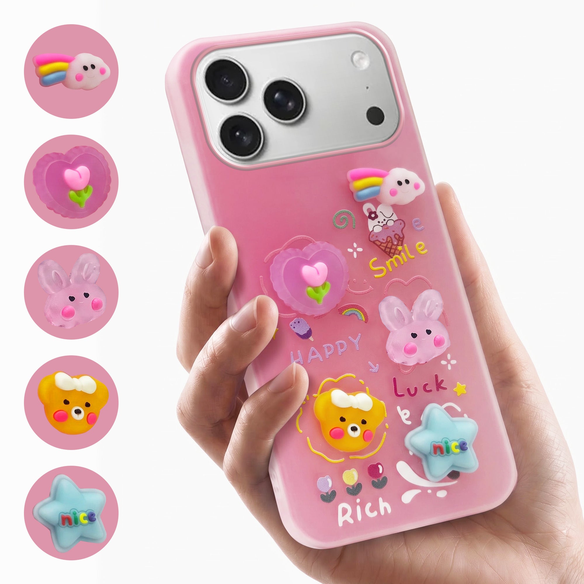 For Apple iPhone 17 Pro Back Cover Case (3D Cute Cartoons | Hard Back Side Soft | Matte Premium Finish | HD Printing)