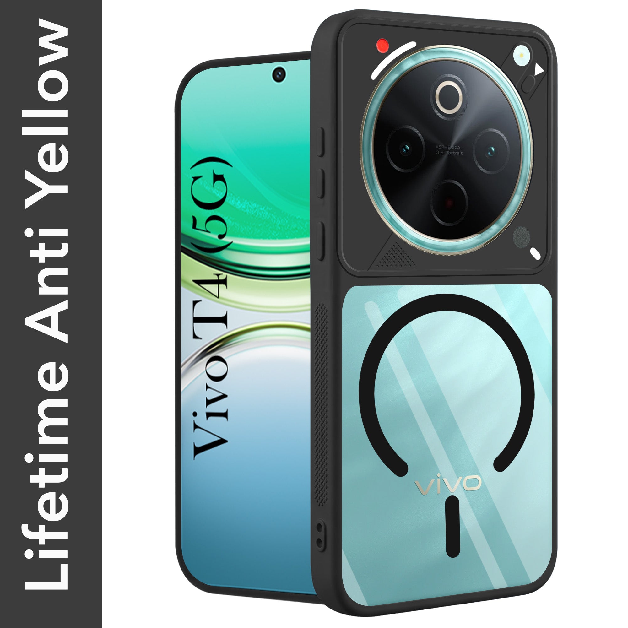 For Vivo T4 Back Cover Case Lifetime Anti-Yellow Clear (Camera Protection | Side Grip | Wireless MagSafe Compatible)