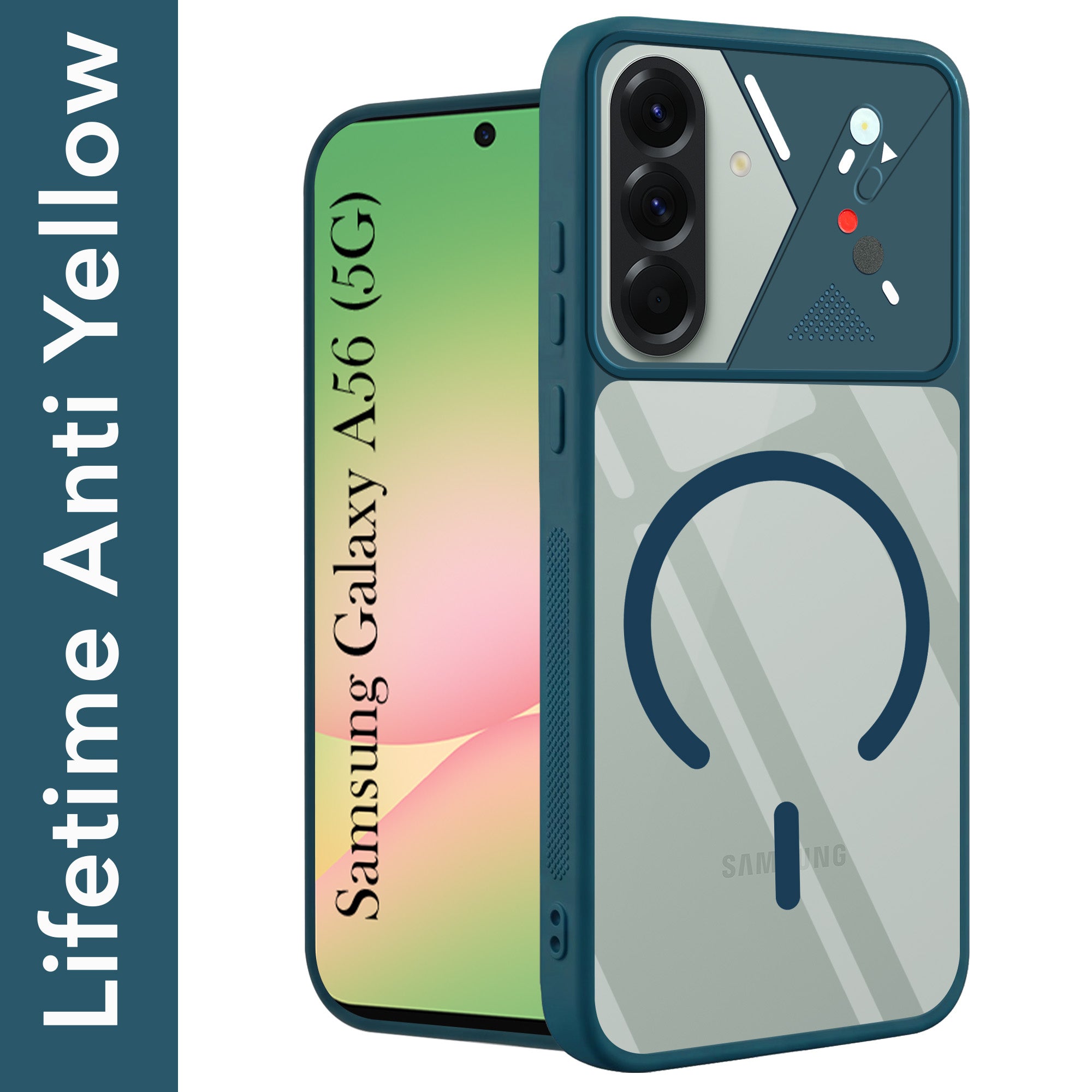For Samsung Galaxy A56 Back Cover Case Lifetime Anti-Yellow Clear (Camera Protection | Side Grip | Wireless MagSafe Compatible)