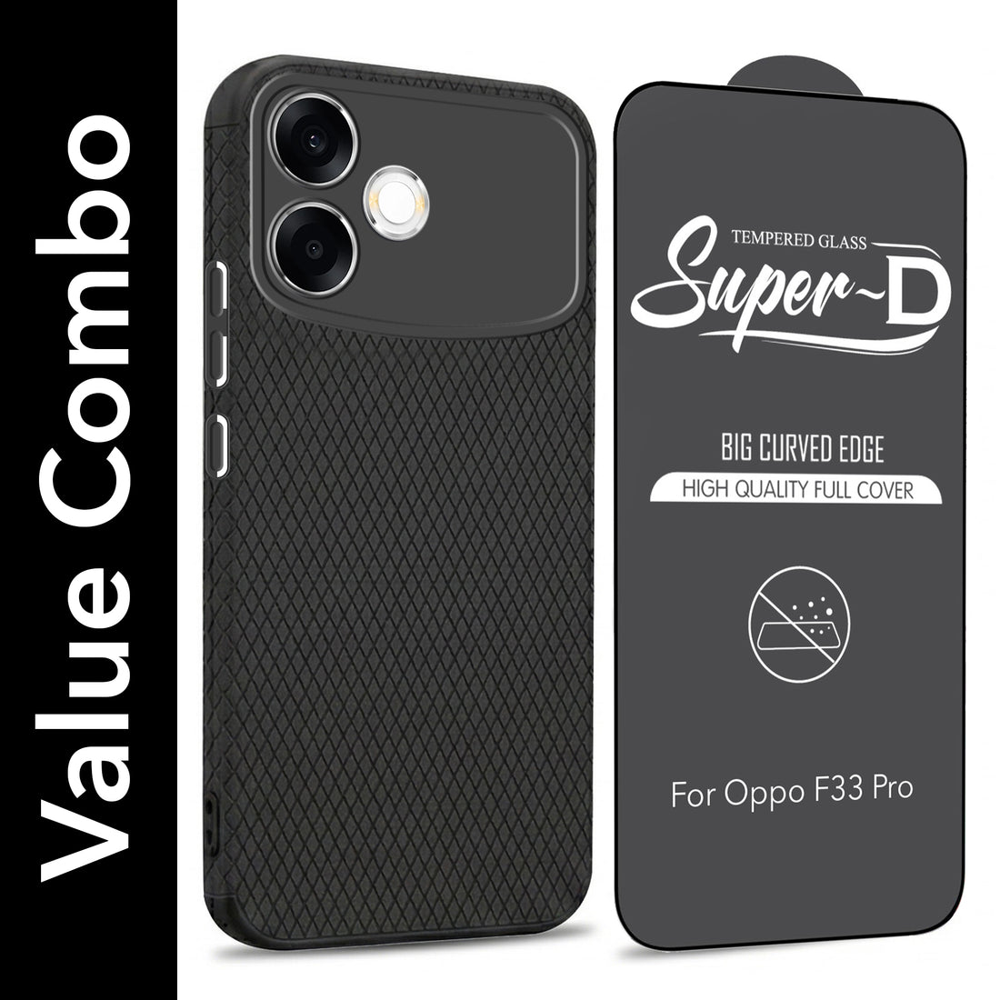 For Oppo F33 Pro 5G Combo with Back Cover and 9H Tempered Glass (Liquid Silicone | Camera Protection | Oleophobic Coating Screen Glass)