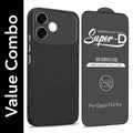 For Oppo F33 Pro 5G Combo with Back Cover and 9H Tempered Glass (Liquid Silicone | Camera Protection | Oleophobic Coating Screen Glass)