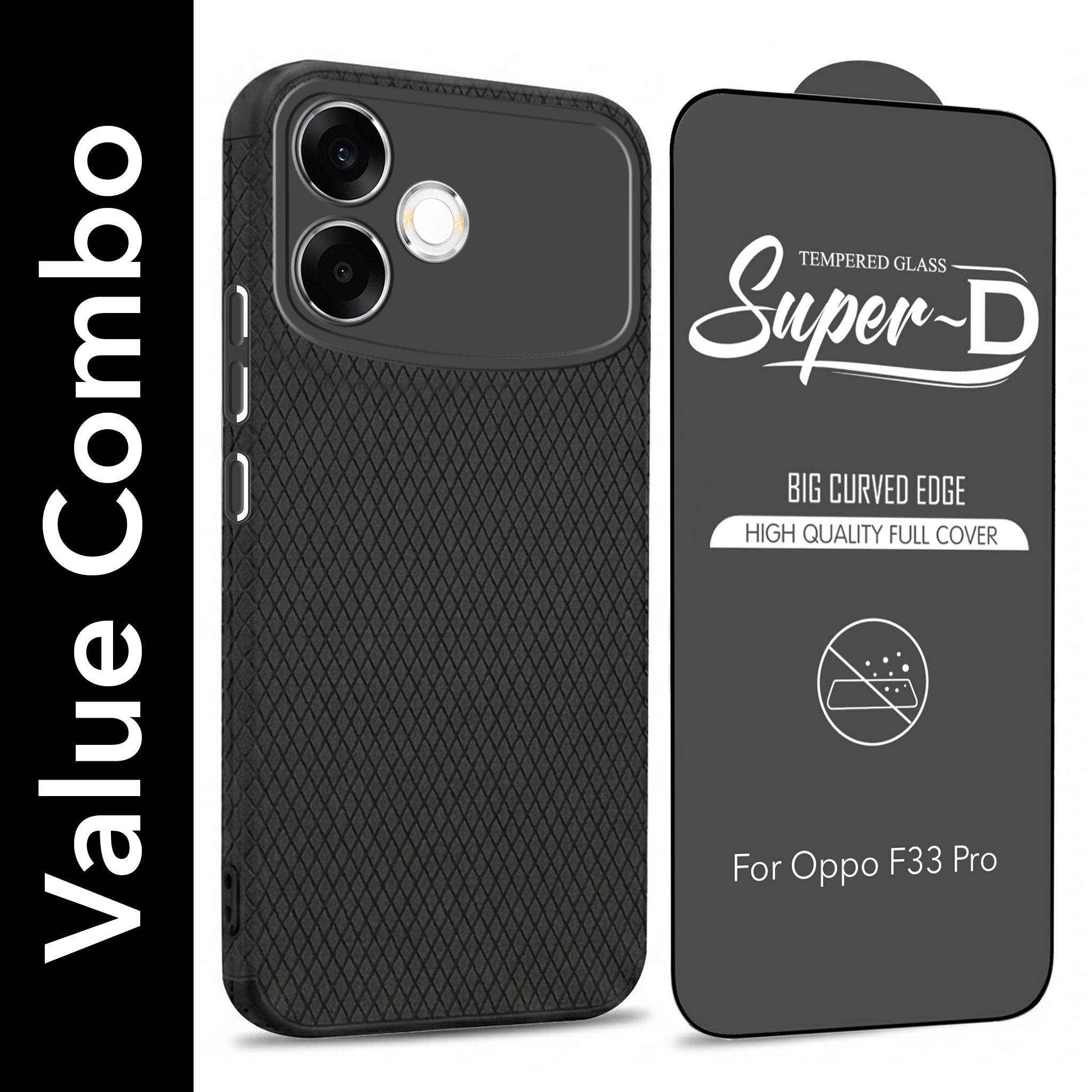 For Oppo F33 Pro 5G Combo with Back Cover and 9H Tempered Glass (Liquid Silicone | Camera Protection | Oleophobic Coating Screen Glass)