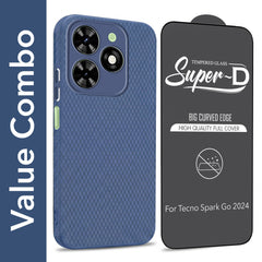 For Tecno Spark Go 2024 Combo with Back Cover and 9H Tempered Glass (Liquid Silicone | Camera Protection | Oleophobic Coating Screen Glass)