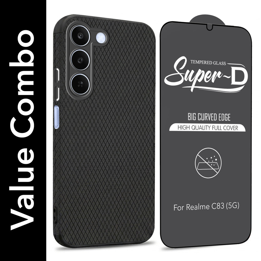 For Realme C83 5G Combo with Back Cover and 9H Tempered Glass (Liquid Silicone | Camera Protection | Oleophobic Coating Screen Glass)
