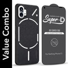For Nothing Phone 1 Combo with Back Cover and 9H Tempered Glass (Textured Grip Design | Micro-Fiber Cloth Inside | Oleophobic Coating Screen Glass)