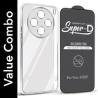 For Vivo X200T Combo with Back Cover and 9H Tempered Glass (Lifetime Anti-Yellow | Sleek Hard Crystal | Oleophobic Coating Screen Glass)