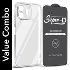For OnePlus N6 Combo with Back Cover and 9H Tempered Glass (Lifetime Anti-Yellow | Sleek Hard Crystal | Oleophobic Coating Screen Glass)