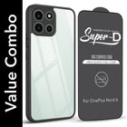 For Oneplus Nord 6 Combo with Back Cover and 9H Tempered Glass (Lifetime Anti-Yellow | Crystal Clear Shockproof | Oleophobic Coating Screen Glass)