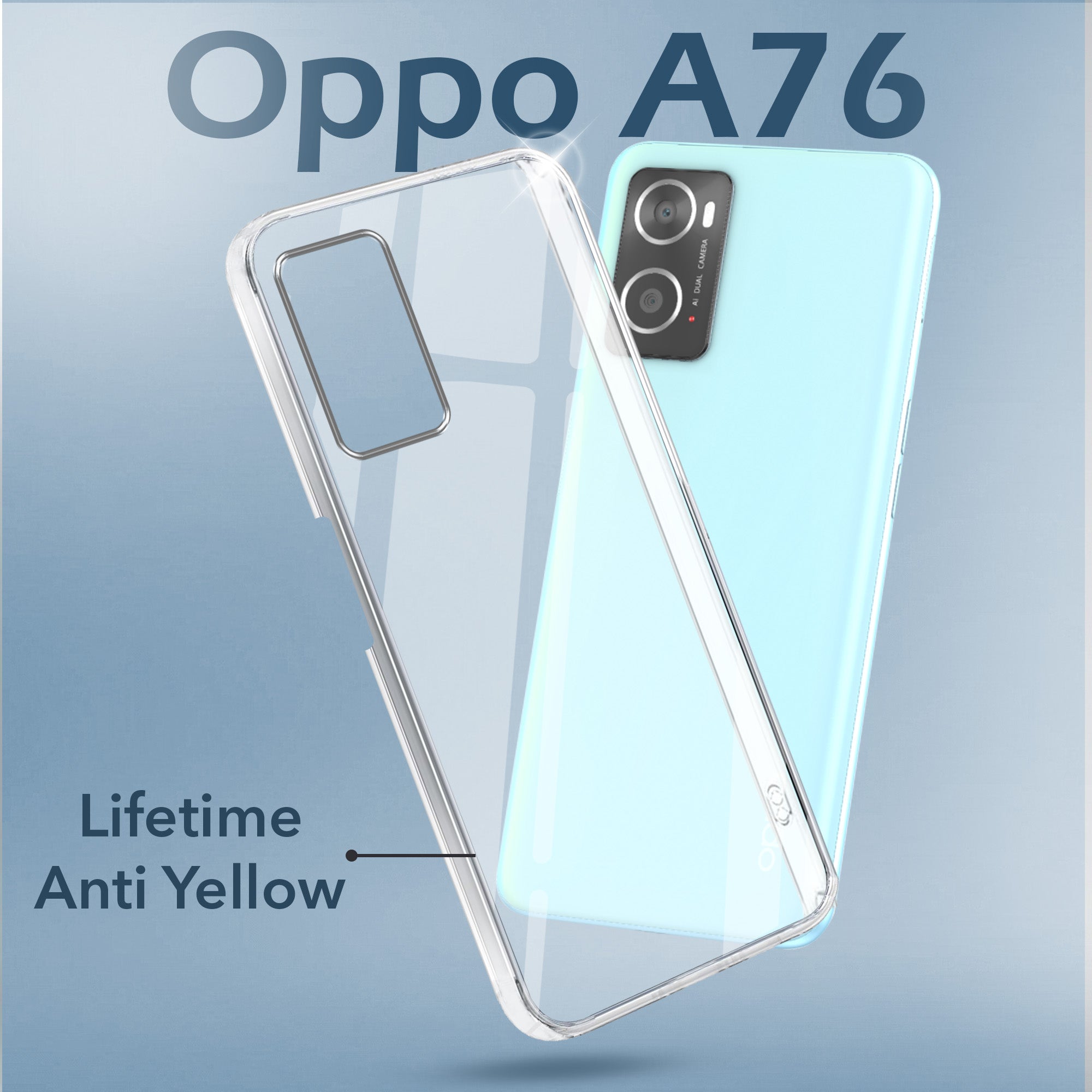 For Oppo A76 | A36 | A96  Back Cover Case (Hard Anti Yellow Clear Case | Sleek Hard Crystal Clear | Drop & Camera Protection | Shockproof Polycarbonate)