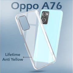 For Oppo A76 | A36 | A96  Back Cover Case (Hard Anti Yellow Clear Case | Sleek Hard Crystal Clear | Drop & Camera Protection | Shockproof Polycarbonate)