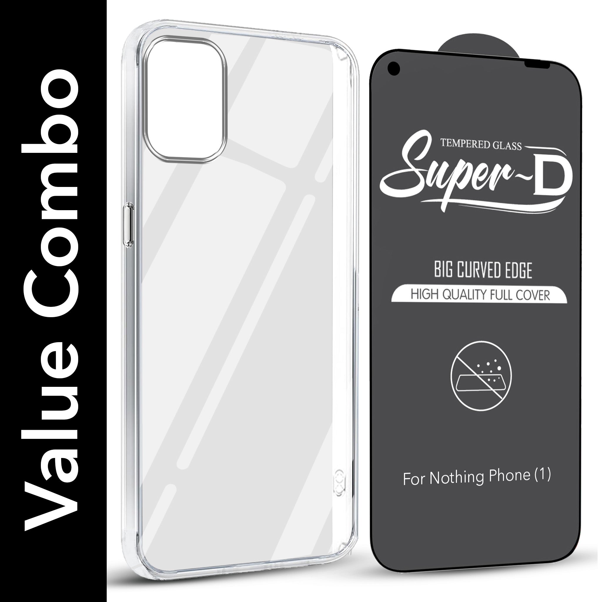 For Nothing Phone 1 Combo with Back Cover and 9H Tempered Glass (Lifetime Anti-Yellow | Sleek Hard Crystal | Oleophobic Coating Screen Glass)
