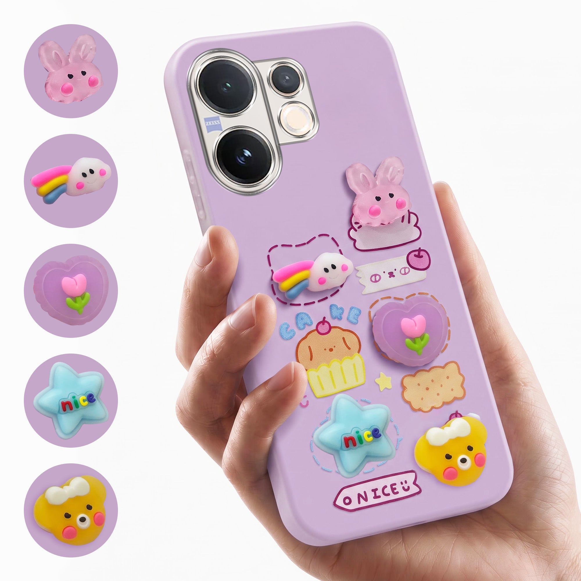 For Vivo V60 | Vivo T4 Pro Back Cover Case (3D Cute Cartoons | Hard Back Side Soft | Matte Premium Finish | HD Printing)