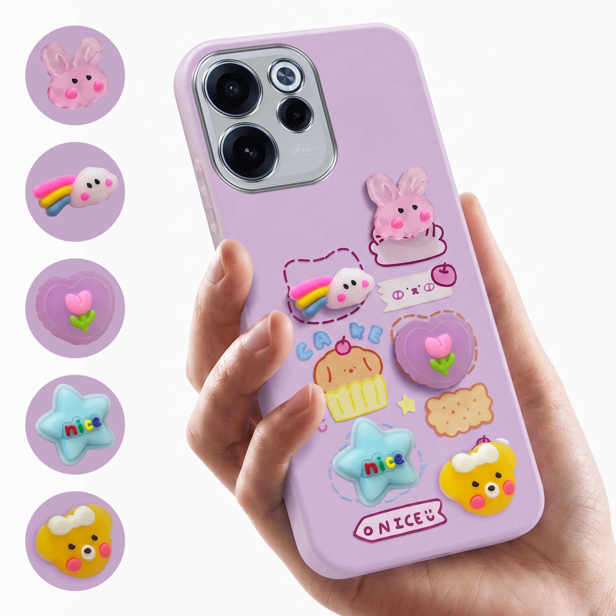 For Oppo Reno 15c Back Cover Case (3D Cute Cartoons | Hard Back Side Soft | Matte Premium Finish | HD Printing)