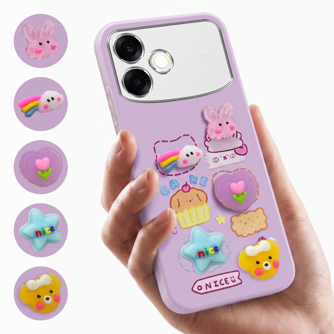 For Oppo F33 Pro 5G Back Cover Case (3D Cute Cartoons | Hard Back Side Soft | Matte Premium Finish | HD Printing)
