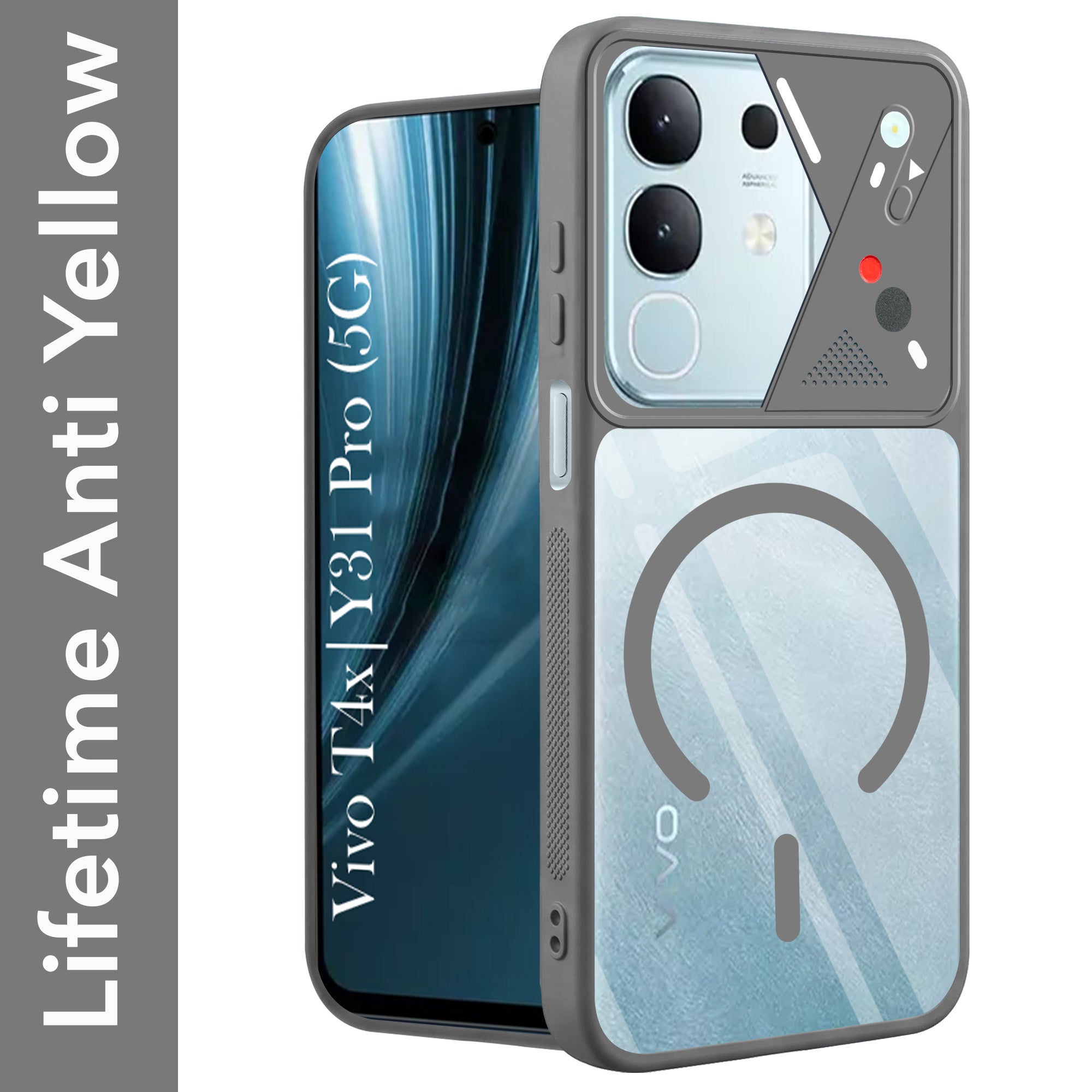 For Vivo T4x | Vivo Y31 Pro Back Cover Case Lifetime Anti-Yellow Clear (Camera Protection | Side Grip | Wireless MagSafe Compatible)
