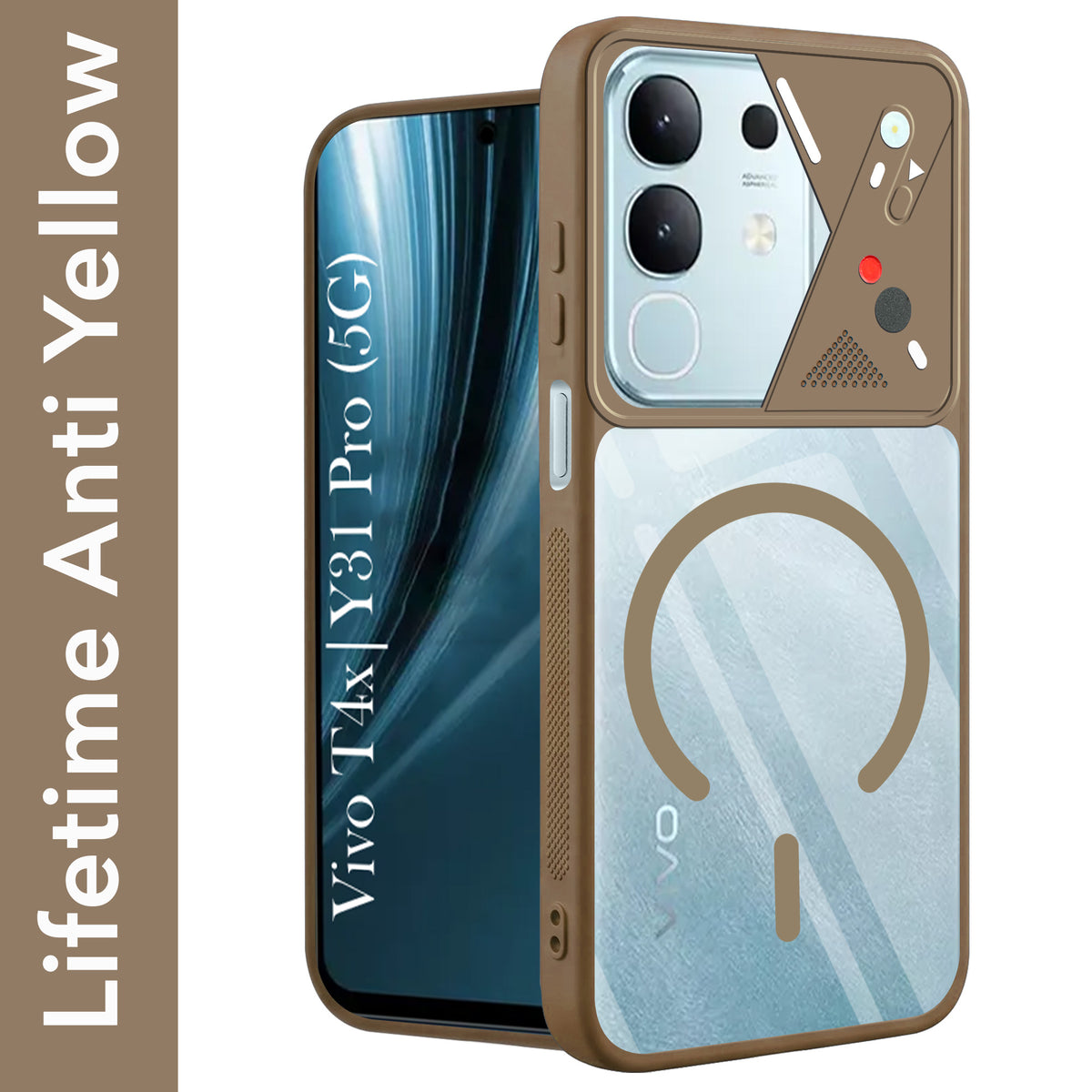 For Vivo T4x | Vivo Y31 Pro Back Cover Case Lifetime Anti-Yellow Clear (Camera Protection | Side Grip | Wireless MagSafe Compatible)