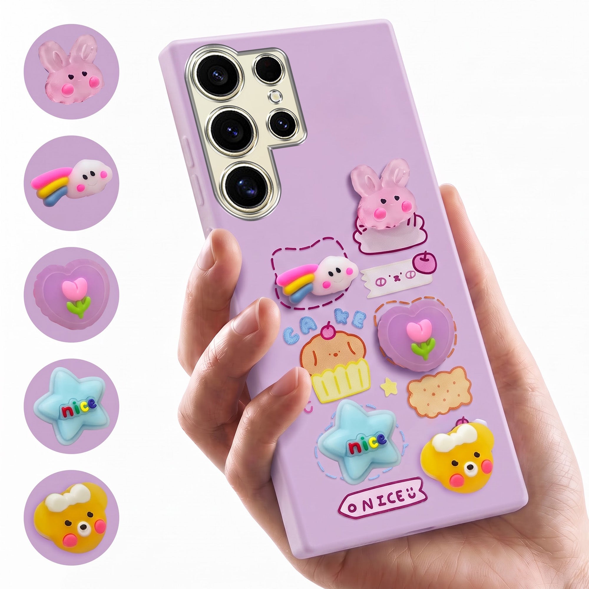 For Samsung Galaxy S24 Ultra Back Cover Case (3D Cute Cartoons | Hard Back Side Soft | Matte Premium Finish | HD Printing)