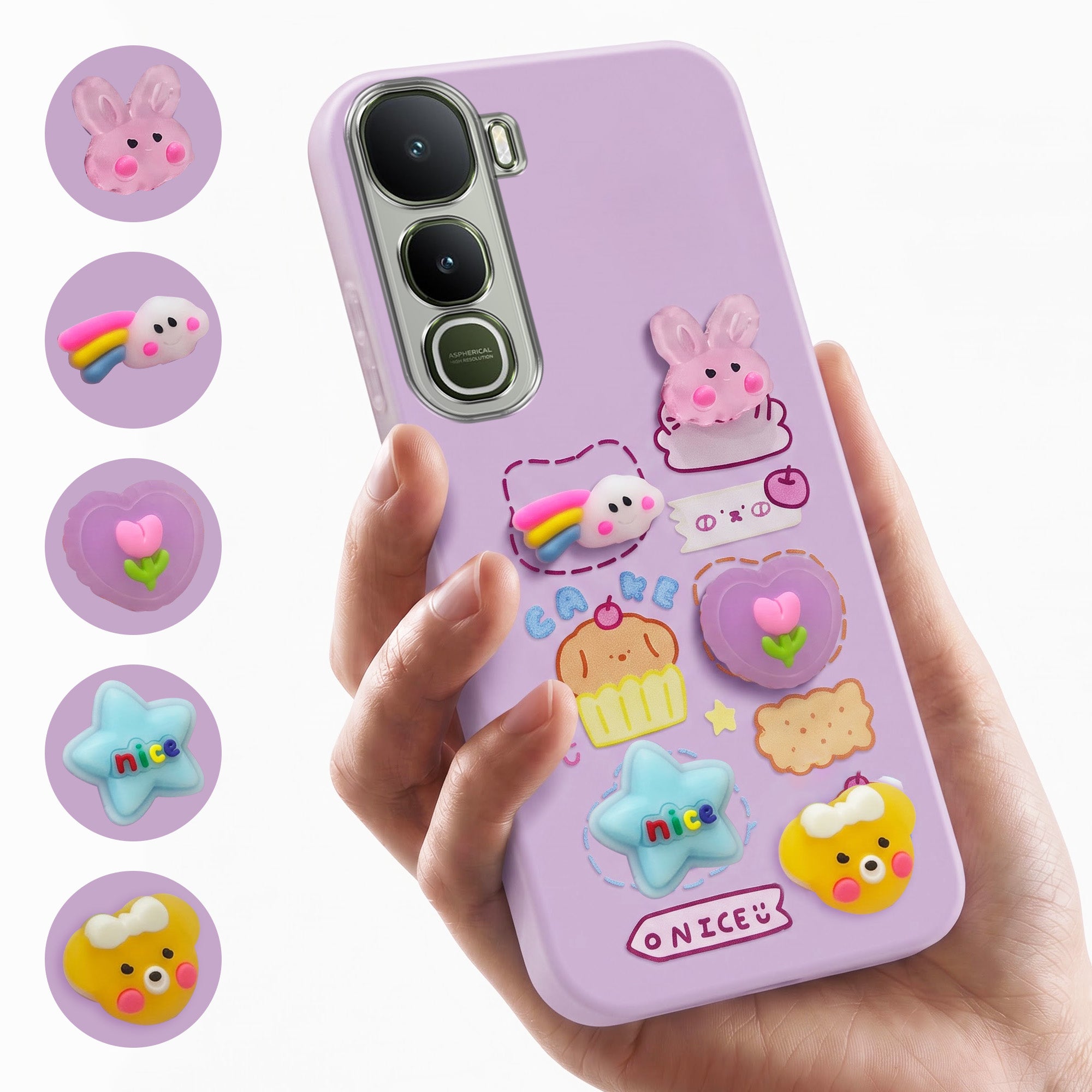 For Vivo Y400 Back Cover Case (3D Cute Cartoons | Hard Back Side Soft | Matte Premium Finish | HD Printing)