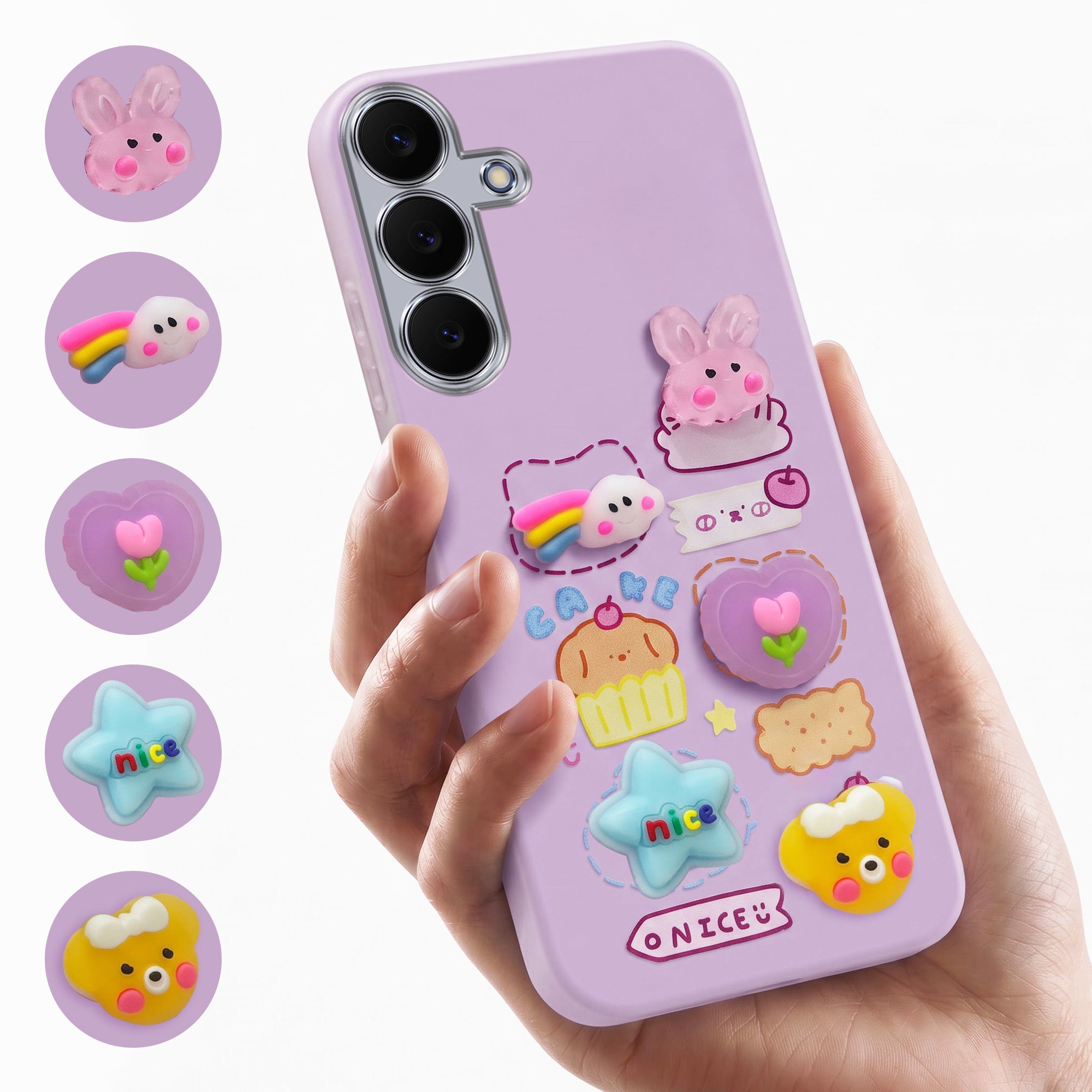 For Samsung Galaxy S25 FE Back Cover Case (3D Cute Cartoons | Hard Back Side Soft | Matte Premium Finish | HD Printing)