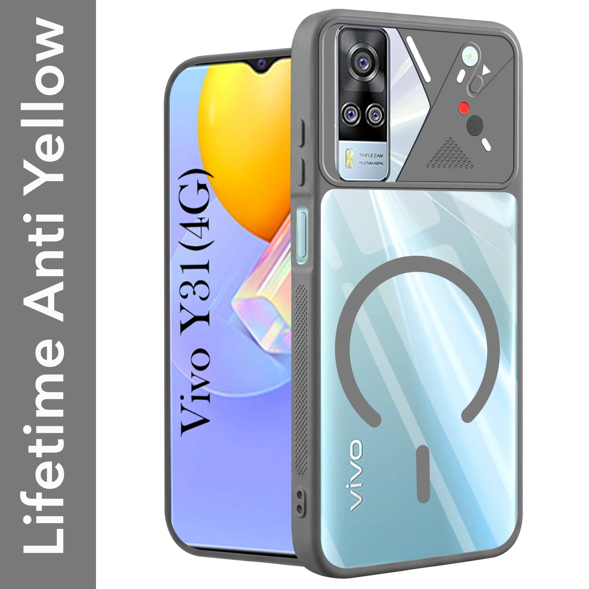 For Vivo Y31 (2021) Back Cover Case Lifetime Anti-Yellow Clear (Camera Protection | Side Grip | Wireless MagSafe Compatible)