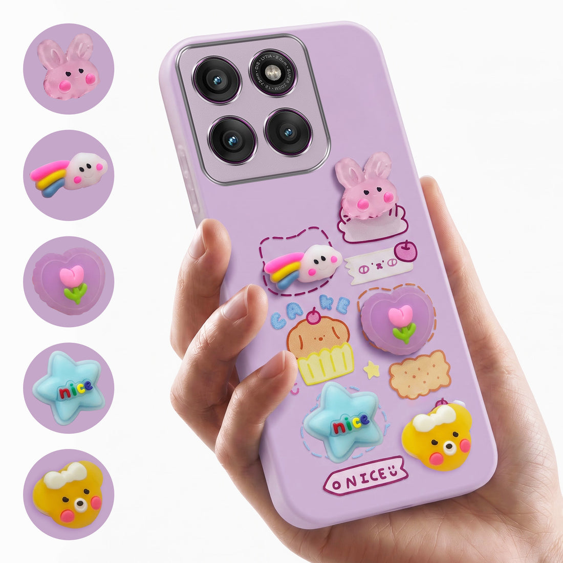 For Motorola Moto Edge 60 Pro Back Cover Case (3D Cute Cartoons | Hard Back Side Soft | Matte Premium Finish | HD Printing)